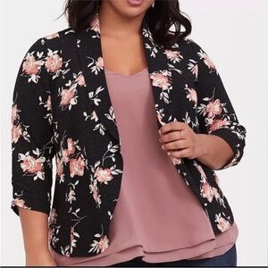 Torrid Black Blazer with Pink Floral Design